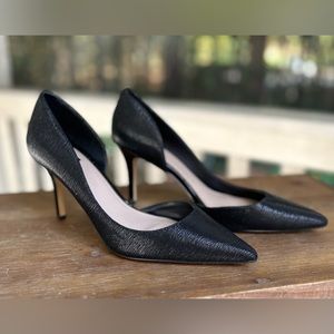 WHBM Textured 4’ Black D’Orsay Heels